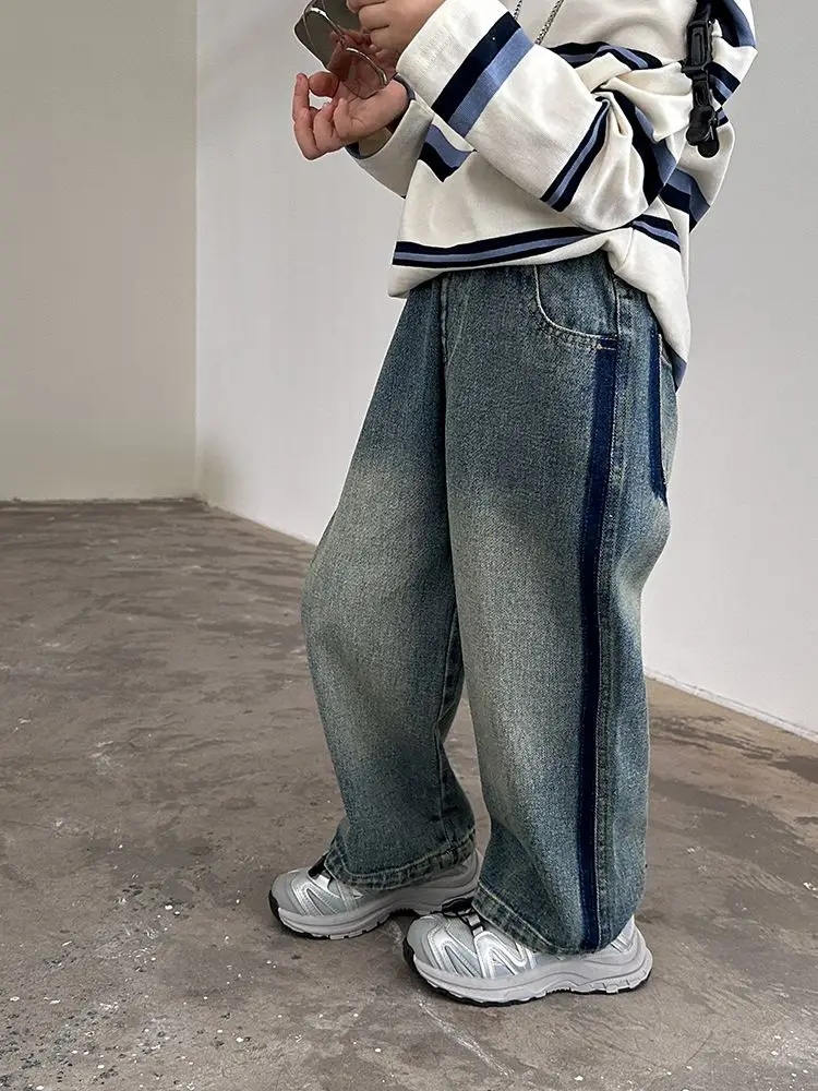 Pants Denim Jeans Trousers Kids Casual Cool Daily Spring Autumn Boys New Baby Korean Version Straight Tube Loose Fit Children