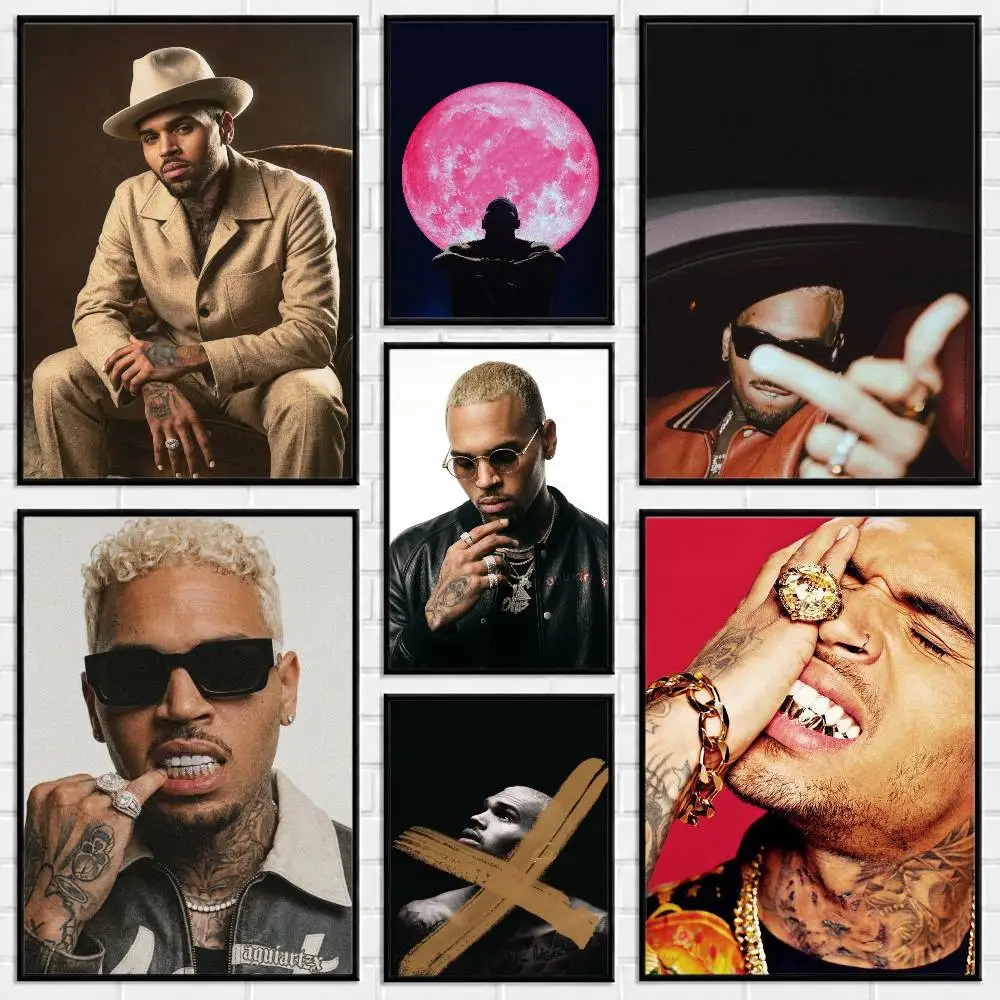 B-Brown C-Chris Brown Poster Versatile HD Waterproof Wall Art Self-Adhesive Decor for Any Space Ideal Gift