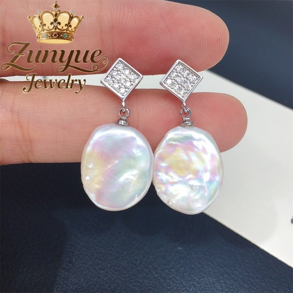 

Baroque Natural Freshwater Pearl Diamond-Shaped Stud Earrings Luxury Quality Jewelry Fashion Jewelry Exquisite Charms Elegant