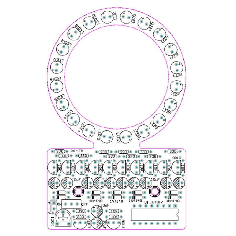 SQPP-CD4017 링 그라디언트 Led 워터 램프 Diy 전자 키트 Traning 및 교육을위한 재미있는 용접 생산 부품