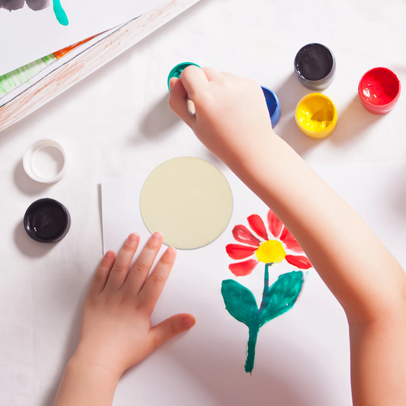 

50Pcs Round Wood Circle Natural Wooden Discs Smooth Surface DIY Wood Slices for Craft Making Decoration and Educational Use