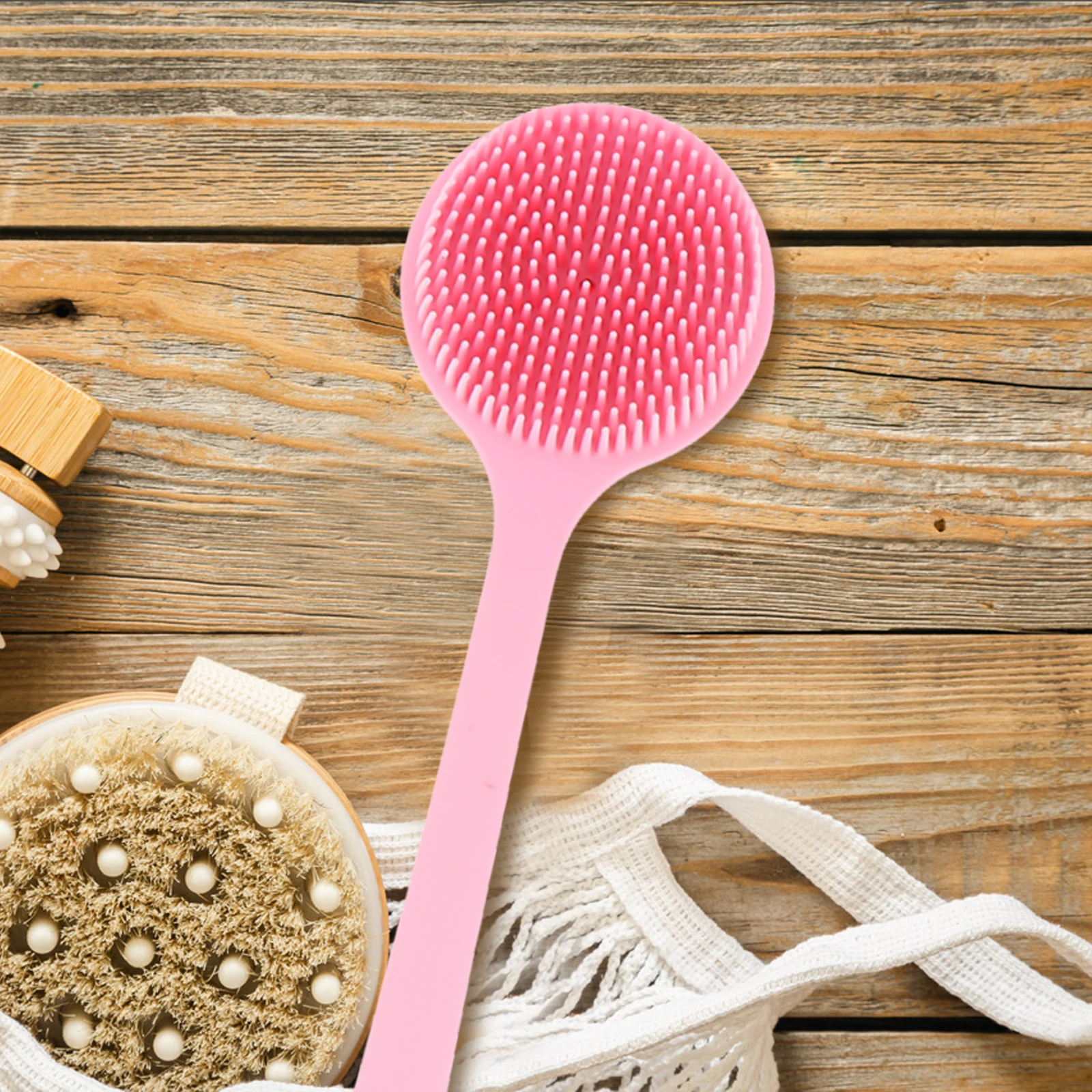 

Long Handle Bath Brush Silicone Body Scrubber Shower Back Scrubber Exfoliating Massage Brush for Skin Relaxation Dead Skin