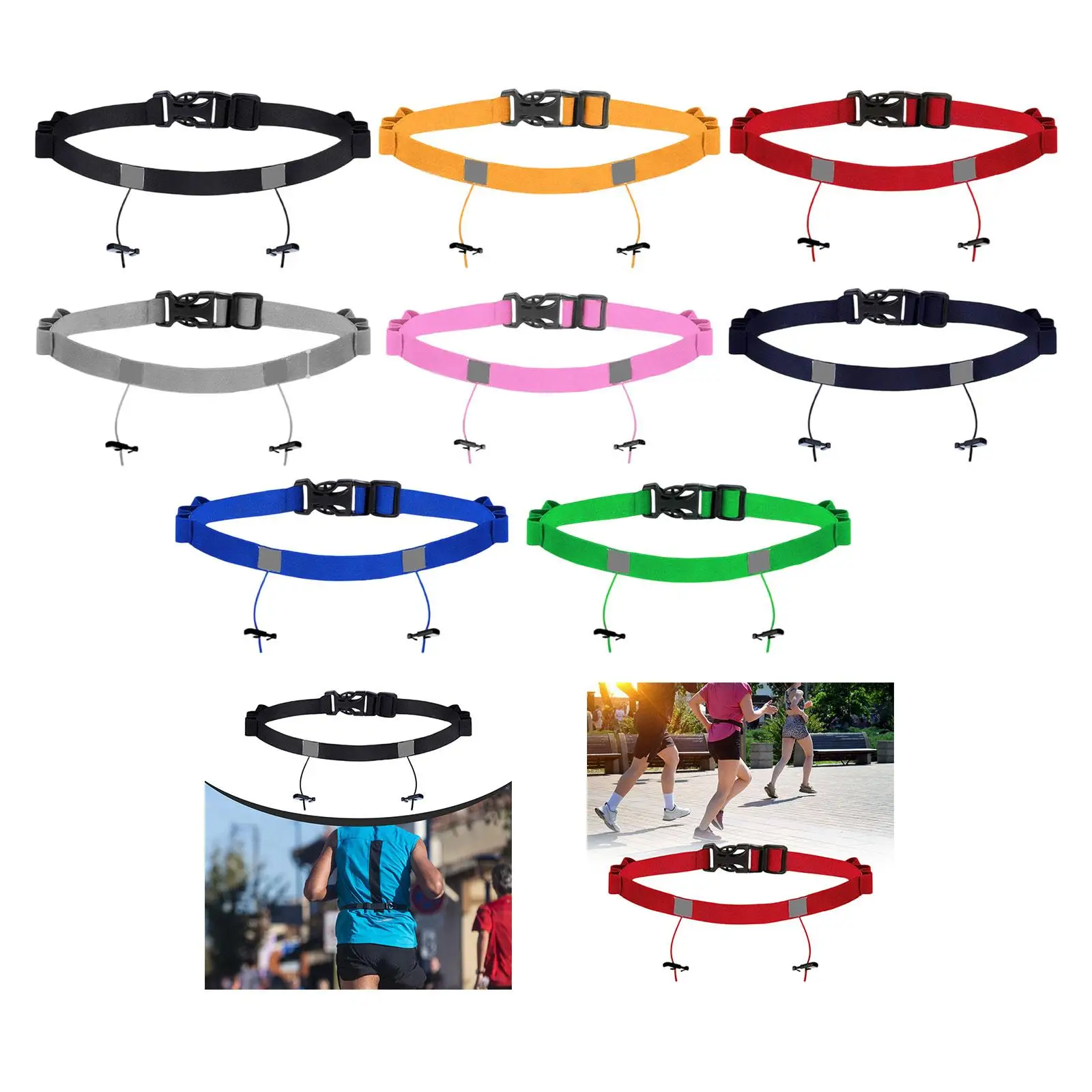 Triathlons Race Number Belt with Loops,Quick Release Reflective Running Bib Holder for Training Workout Unisex Jogging Athletes