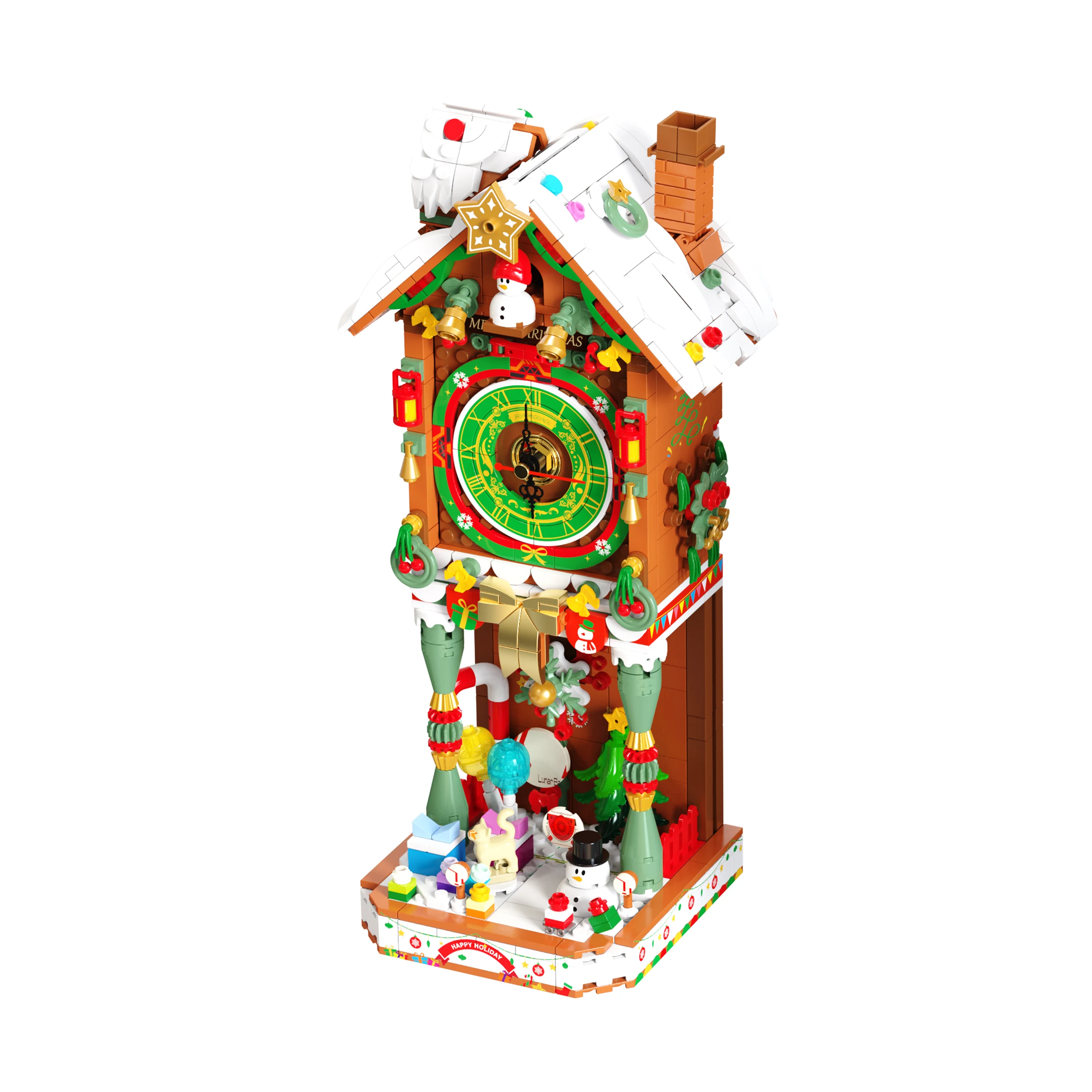 JAKI Weihnachtsuhr-Baustein-Set, Heimdekoration, Feiertagsdekorationen, Spielzeug-Ornamente, Modellbausatz, Weihnachtsgeschenke