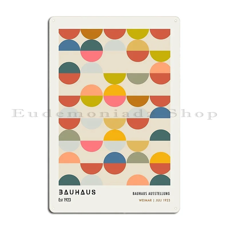 Bauhaus Multicolour Circles Metal Sign Cinema Kitchen Cinema Printed Wall Mural Tin Sign Poster