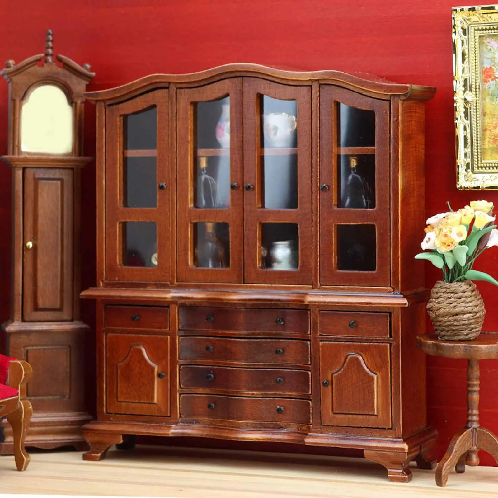 

Dollhouse Cabinet Multi-functional 1/12 Miniature Bookcase for Bedroom Kids