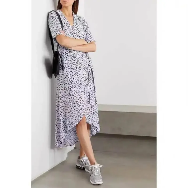 

2021 Early Spring New Print Dress Crepe Mid-length Dress