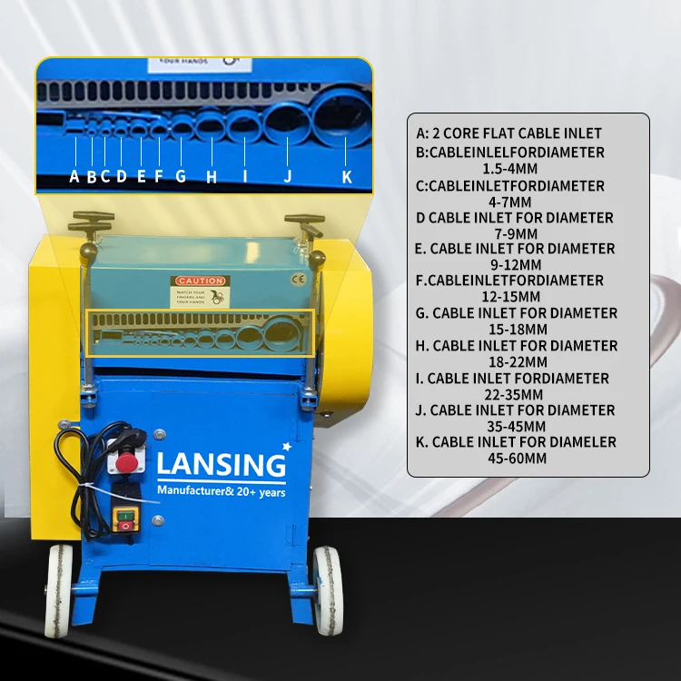 F60-1 New Design Dual-Blade Scrap Wire Stripping Machine 1-60mm Portable Top & Bottom Stripping Adjustable Easy to Operate