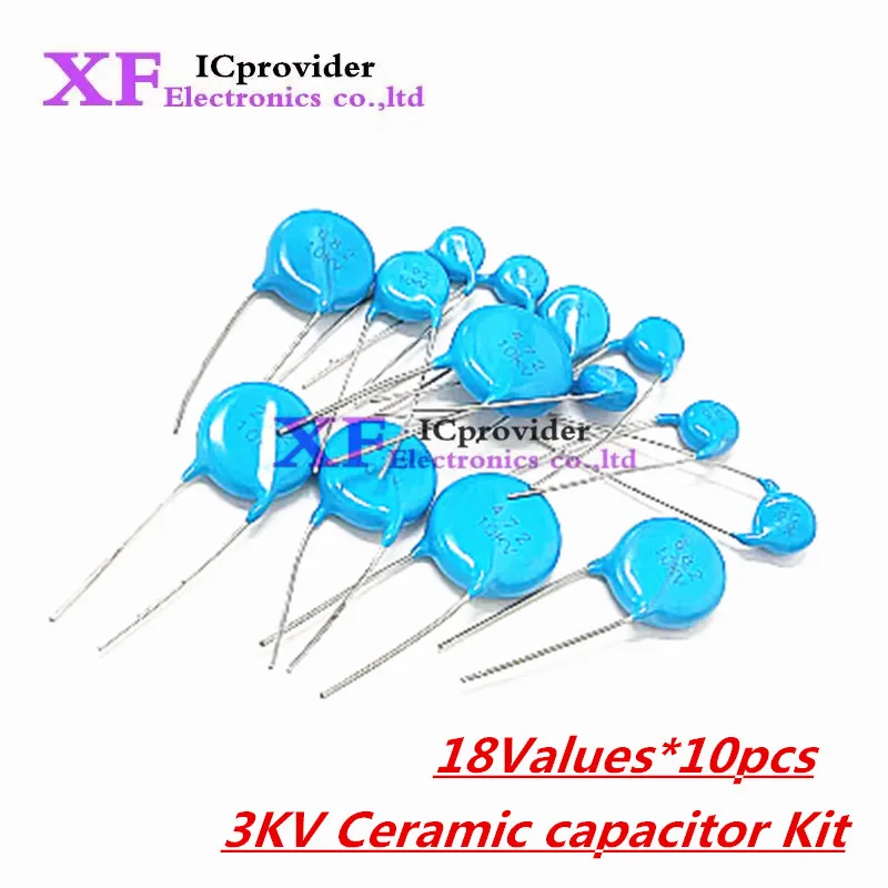 180pcs 3KV Ceramic capacitor Kit 18Values*10pcs 5PF 10PF 22PF 30PF 47PF 56PF 100PF 150PF 220PF 330PF 470PF 102 222 332 472 103