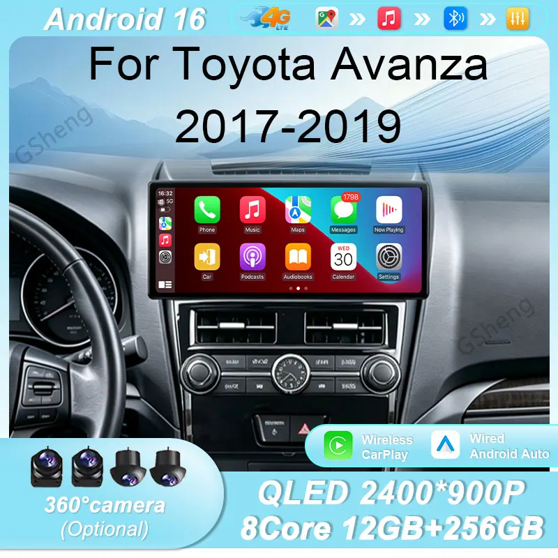 For Toyota Avanza 2017‑2019 GPS Navi Player 12.3