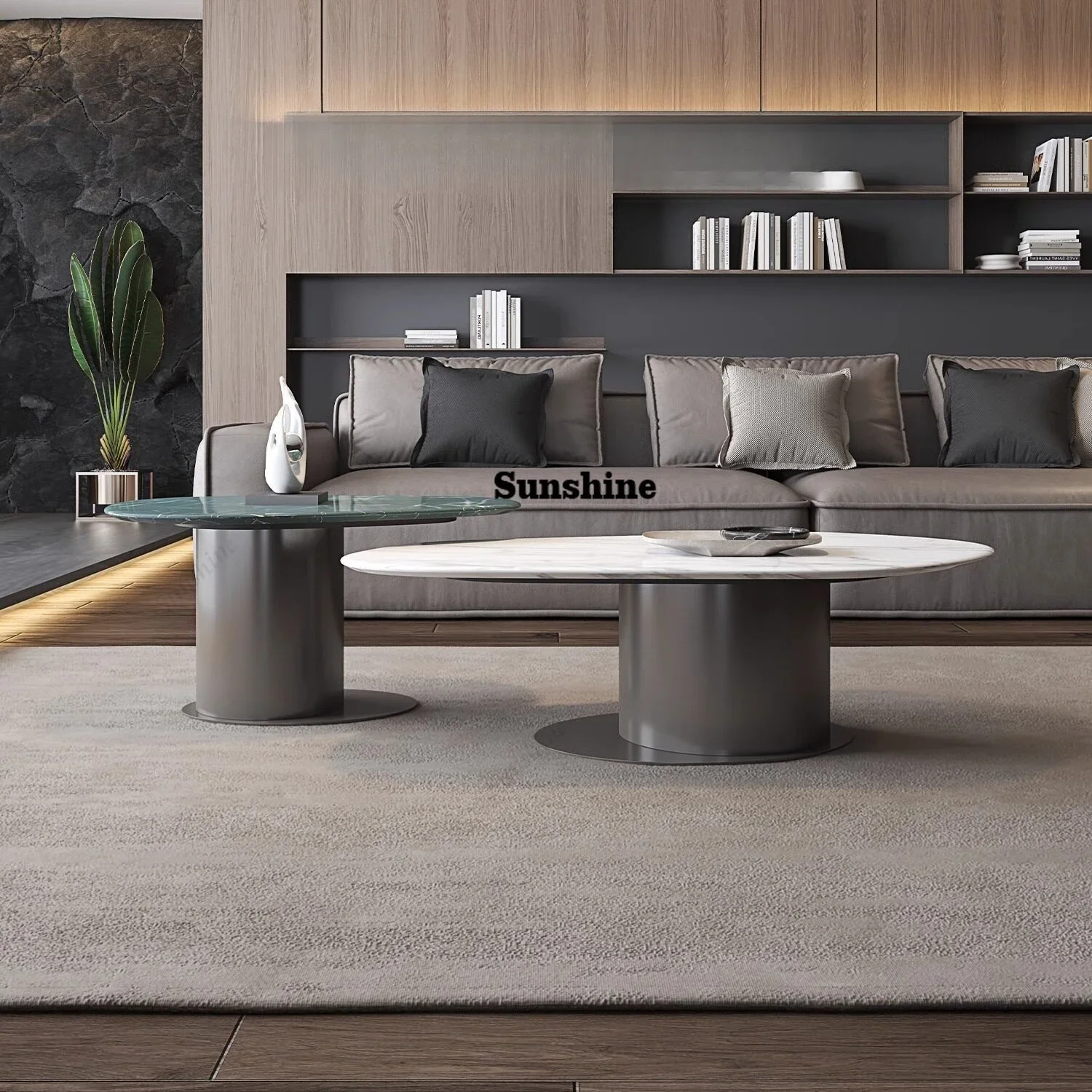 Italian triangle coffee table combination retractable small living room coffee tableTJ