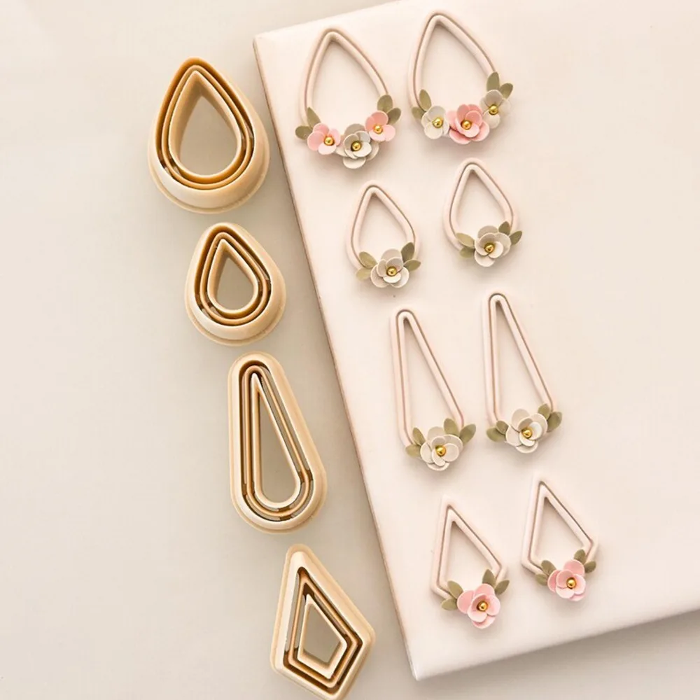 

4-размерный резак для полимерной глины, подвеска-капля, дизайнерская форма для резки ювелирных изделий из глины ручной работы, керамика, принадлежности для рукоделия