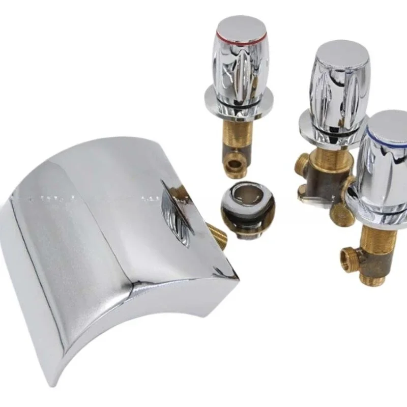 Bathroom bathroom five-hole bathtub waterfall faucet, brass hot and cold faucet five-piece set