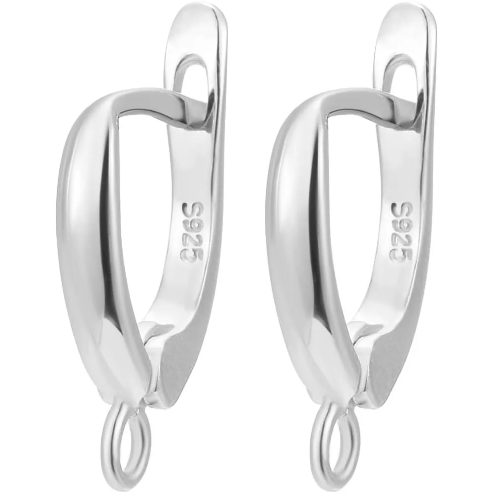 

Earring Hooks Rhodium Plated 925 Sterling Silver Leverback Hoop Earrings Hook Earring Findings Latch Back with Loop kit
