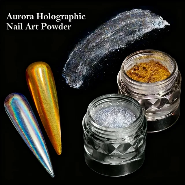 1 szt. Laserowy puder do paznokci magiczne lustro, wysoki połysk, holograficzny metaliczny chrom, dekoracja do paznokci, zdobienie, DIY, styl ins