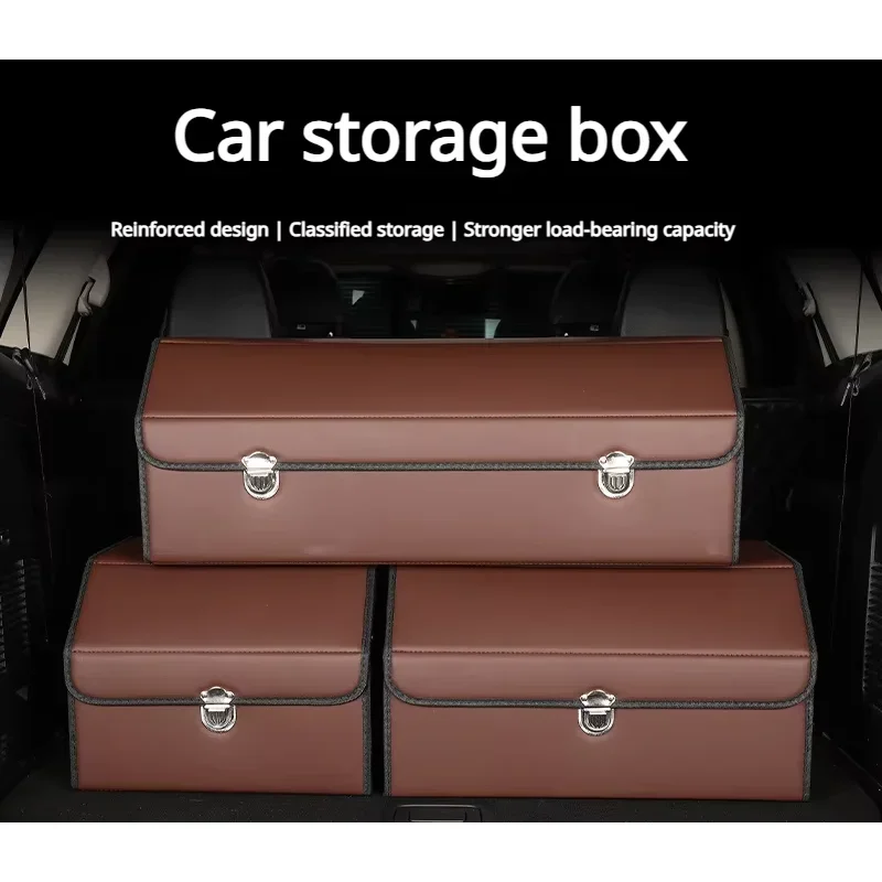 Foldable Leather Car Storage Box with Multiple Compartments Multifunctional Car Organizer with Foldable Design Car Supplies