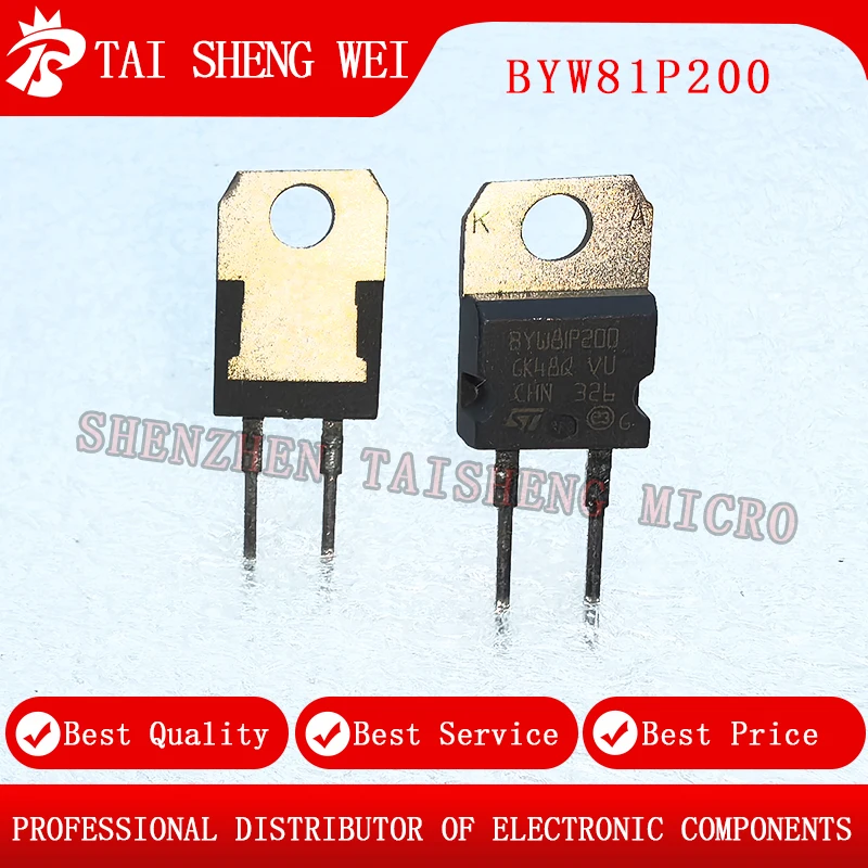 10 pcs new BYW81P200 package TO-220-2 BYW81P-200 BYW8IP200 TO-220 new