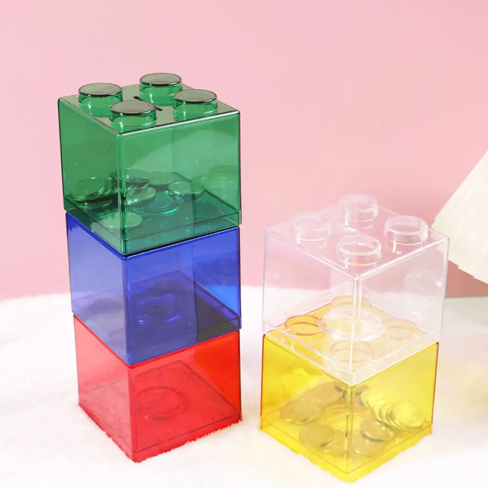 Creative Building Block Money Box Transparent Blocks Piggy Bank Coin Storage Case DIY Saving Box Kids Gift Desktop Decoration