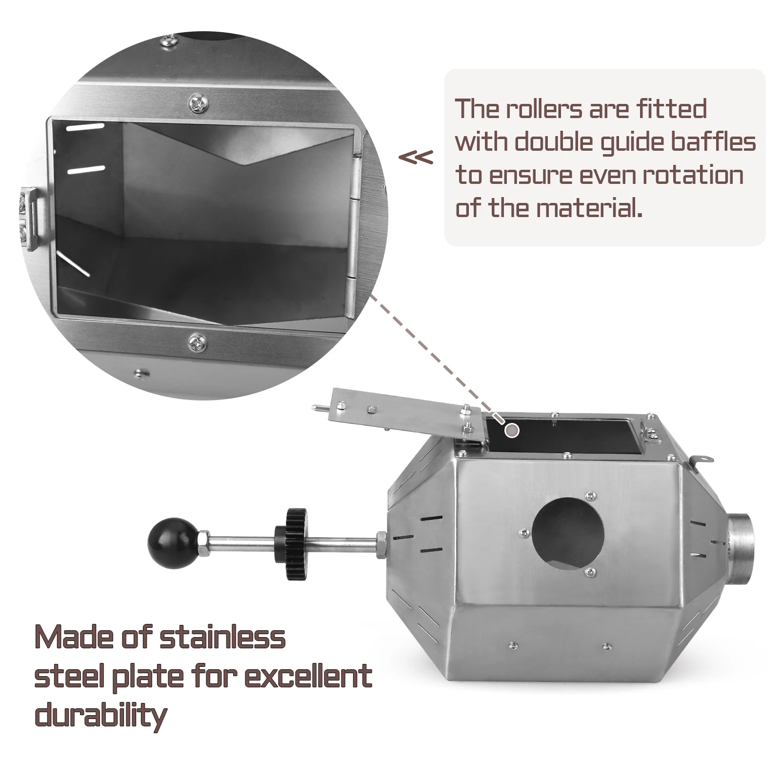 3.8L Gas Direct Fire Coffee Bean Roaster Electric Rotating Baking Machine for Nuts Grain Soybean Peanut Roasting