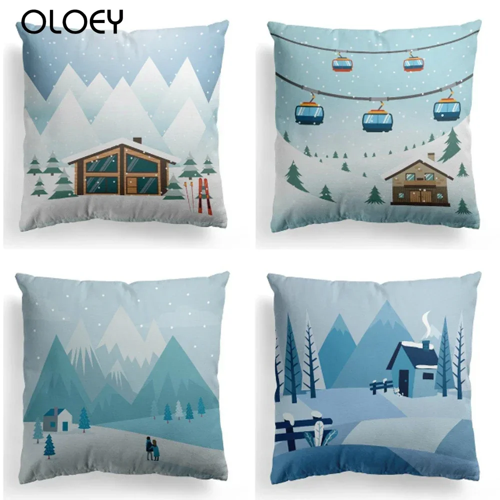 

Nordic Style Mountain Geometric Print Polyester Cushion Cover Decorative Pillowcase Pillow Cover Bedroom Sofa Home Decor 45X45CM