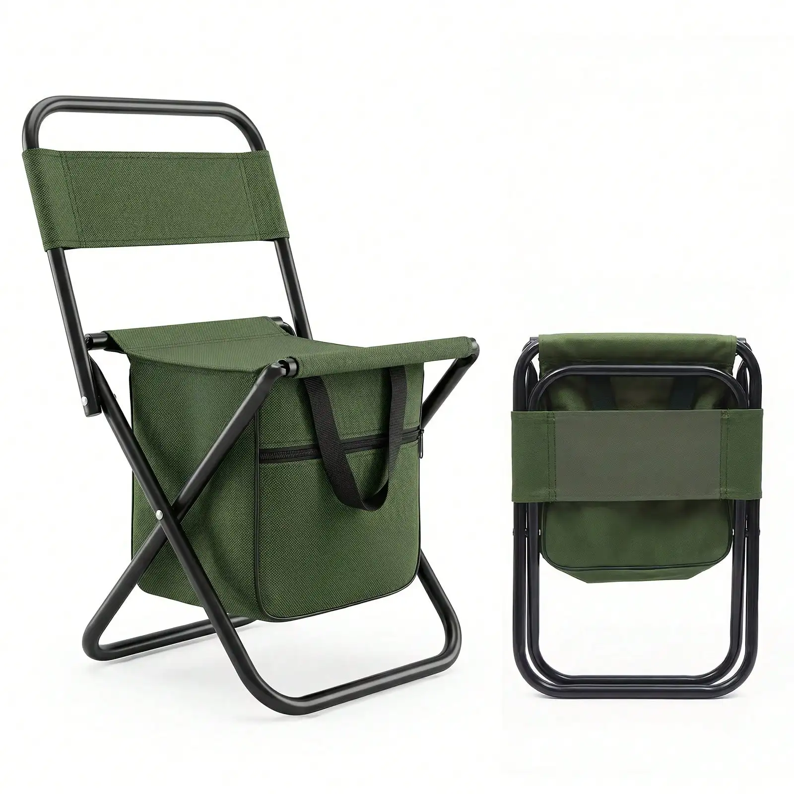 Senmeo 1Pc Portable Dual-Purpose Folding Outdoor Chair, 2.64Gal Carry Bag, 265Lb Weight Capacity, Heavy-Duty Frame, Multi-Scene Seat For Fishing Hunting Camping Sketch, Camper Present