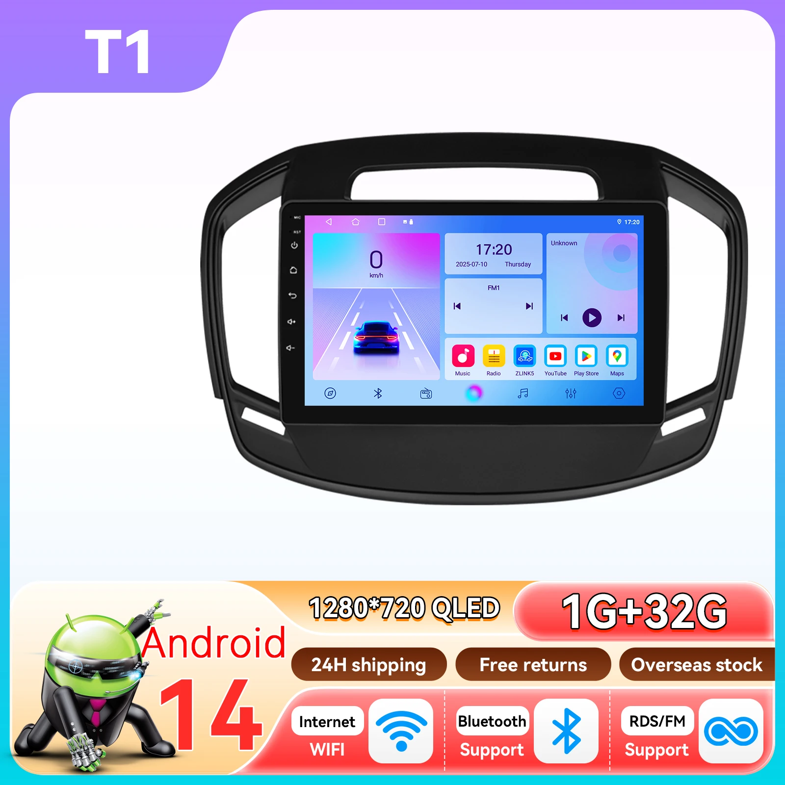 Hizpo AI Carplay Android 14 autoradio voor Buick Regal Opel Insignia 2014 2015 2016 2017 navigatie stereo intelligent scherm Wifi GPS 4G 2Din