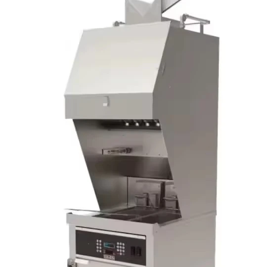 Fast food restaurant kitchen commercial non-ventilated fryer with range hood