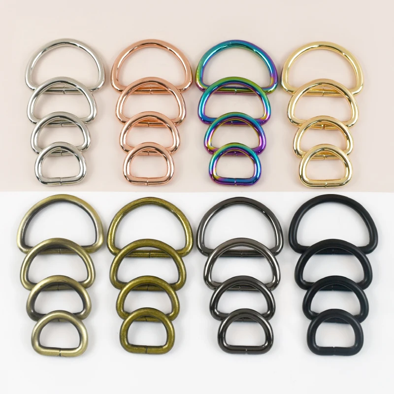 20Pcs 13/16/20/25/32/38/50mm O Dee D Ring Metal Buckles Bag Hanger Side Clip Carabiner Hook Collar Strap Connect Loop Supplies