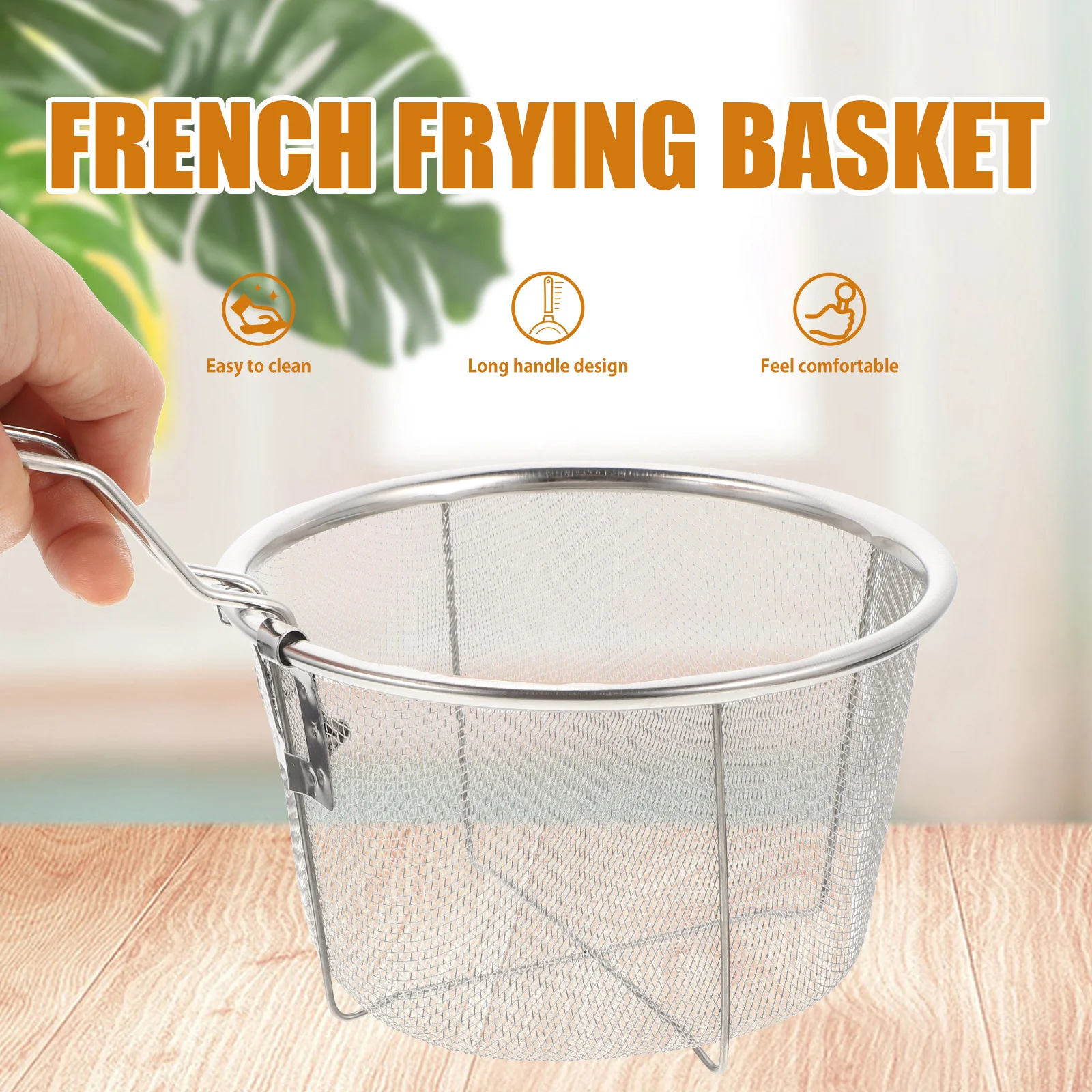 

Fry 15cm Oil Strainer Deep Fryer Stainless Steel Air Fryer Practical Fry Basket French Frying Basket Kitchen Tool Collapsible