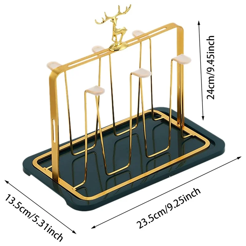 ABZV-Designs Functional Drainage Drainer Stand,Glass Cup Holder Dining Room Organization Gold