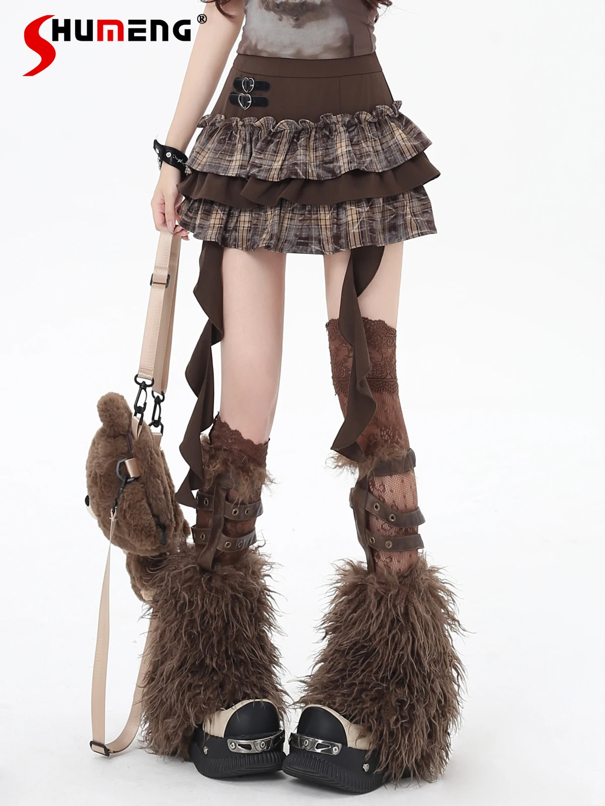 

Fashion Highstreet Sweet Hot Girl Plaid Y2K Short Skirts High Waist Irregular Patchwork Versatile Mini Cake Skirt Women Summer