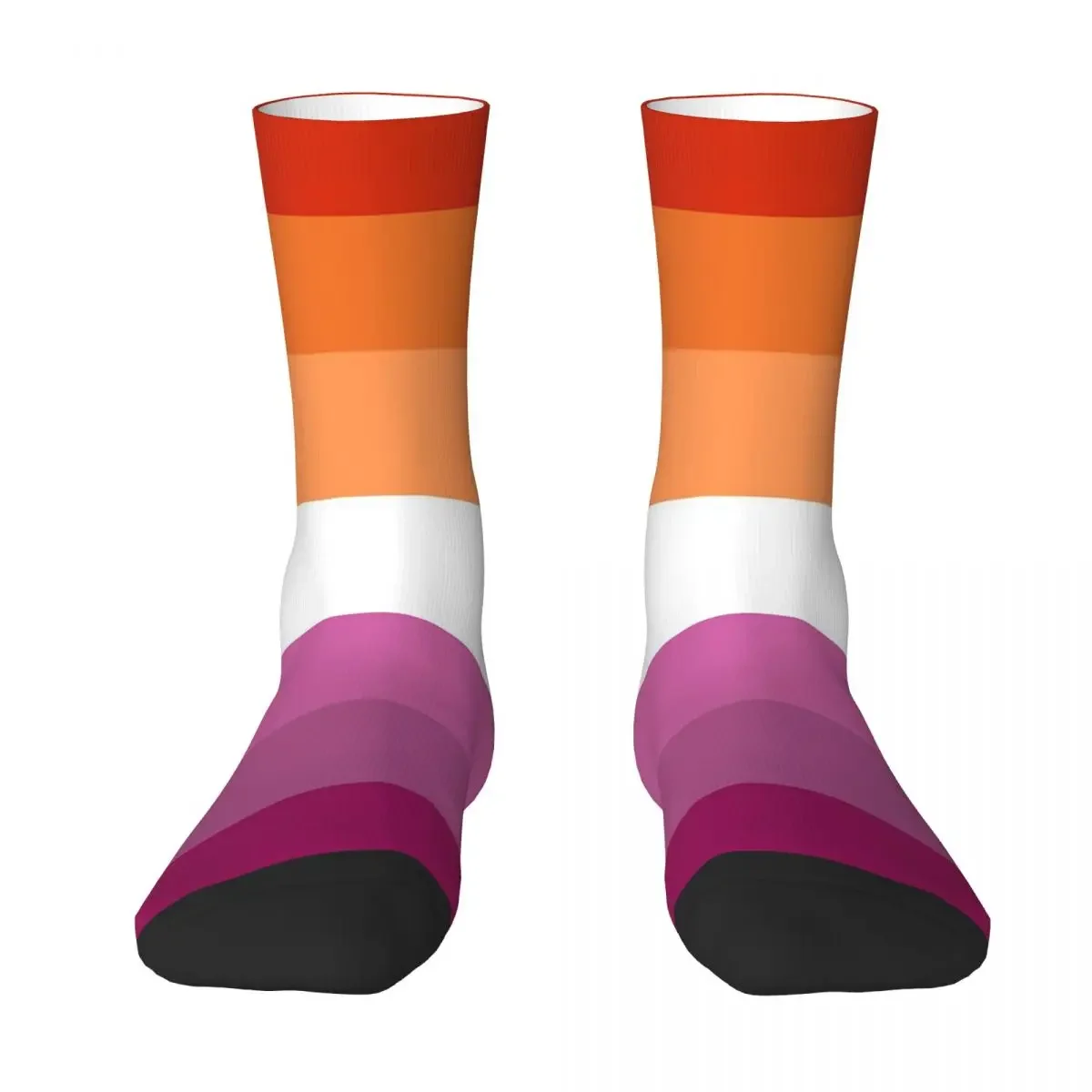 Orange - Magenta Lines Lesbian Pride Flag Butch Femme Pride Flag Socks Harajuku Super Soft Stockings All Season Long Socks