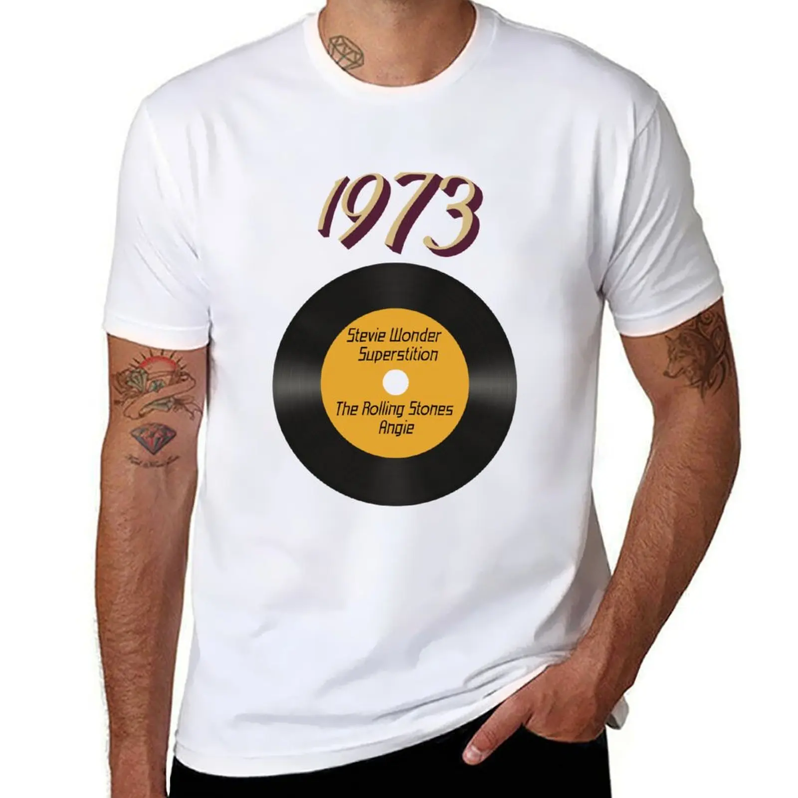 

Year 1973 and vinyl T-Shirt mens graphic t shirts man t shirts for men t shirts for man pack cotton T-shirt