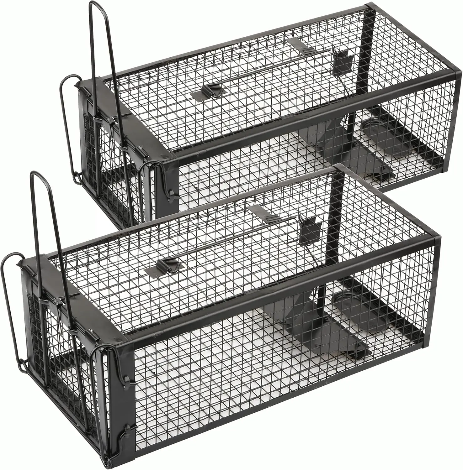 

2-Pack Humane Live Mouse Trap Cage for Indoors and Outdoors, Black - Safe and Effective Rodent Control