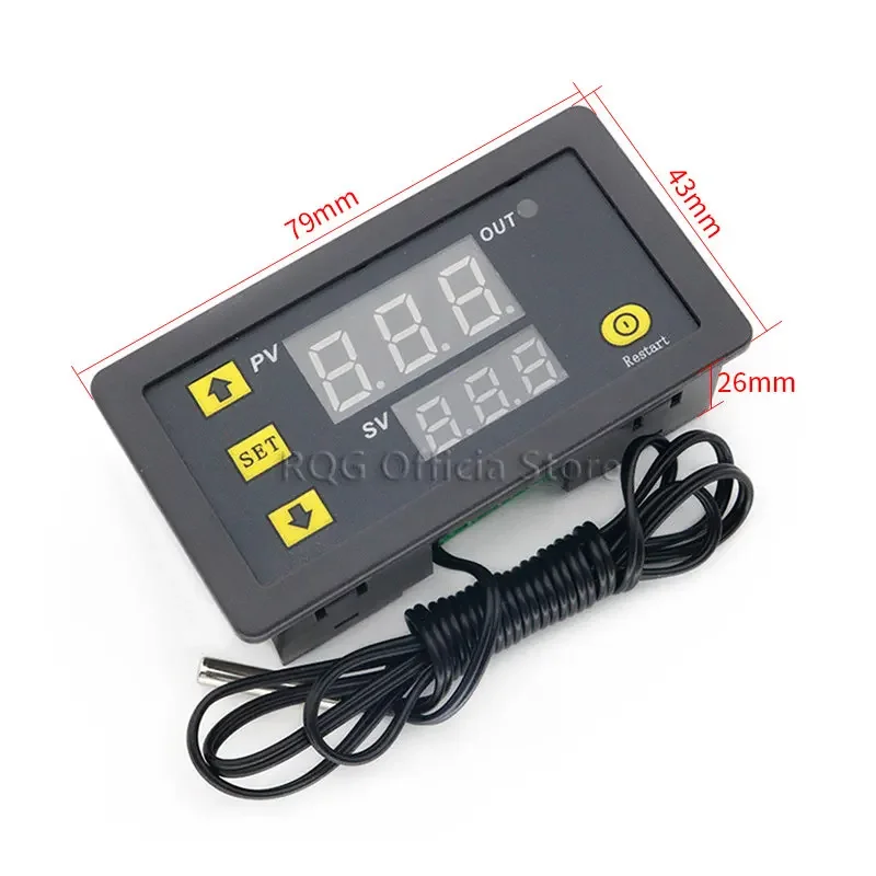 W3230 DC 12V 24V 110V 220V AC Digital Temperature Controller LED Display Thermostat With Heating Cooling Switch NTC Sensor