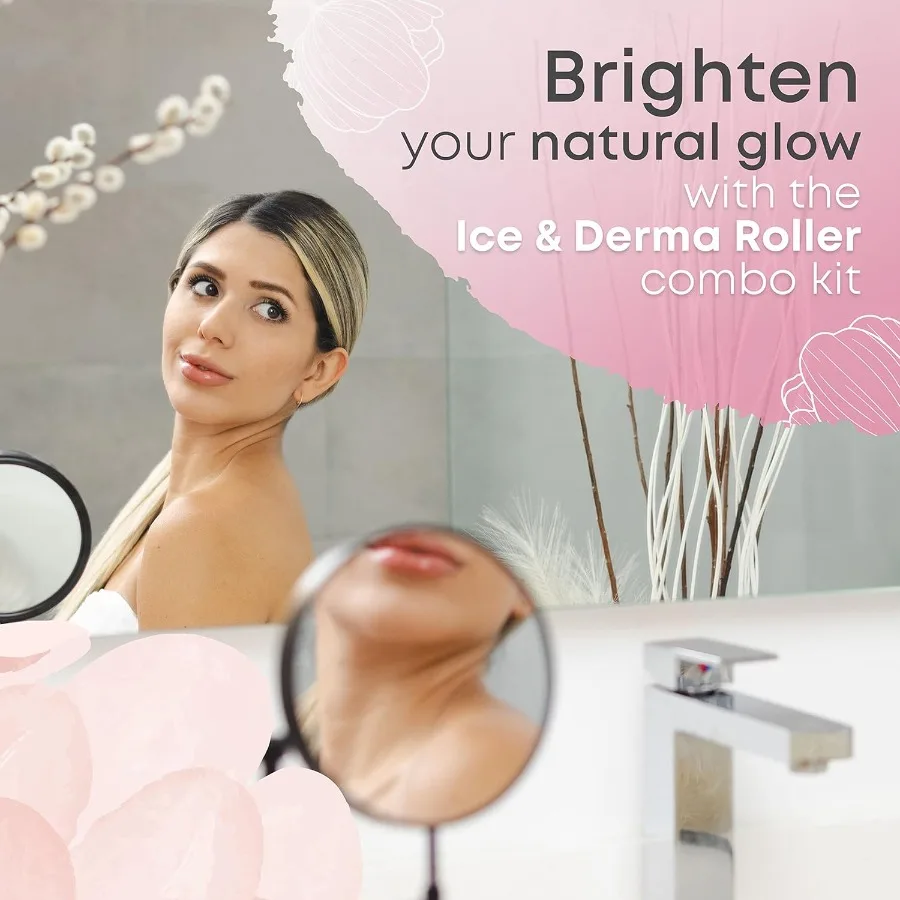 Derma rolo de gelo 2 em 1 para barba cabelo pele rosto 540 titânio.25mm auto cuidados presentes ferramentas de cuidados com a pele facial