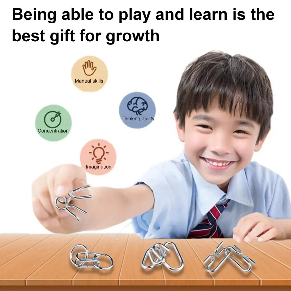 Casse-tête Puzzle anneau métal Puzzle anneau casse-tête 3d fil jeu pour enfants adultes éducatif Iq Test jouet pour garçons filles