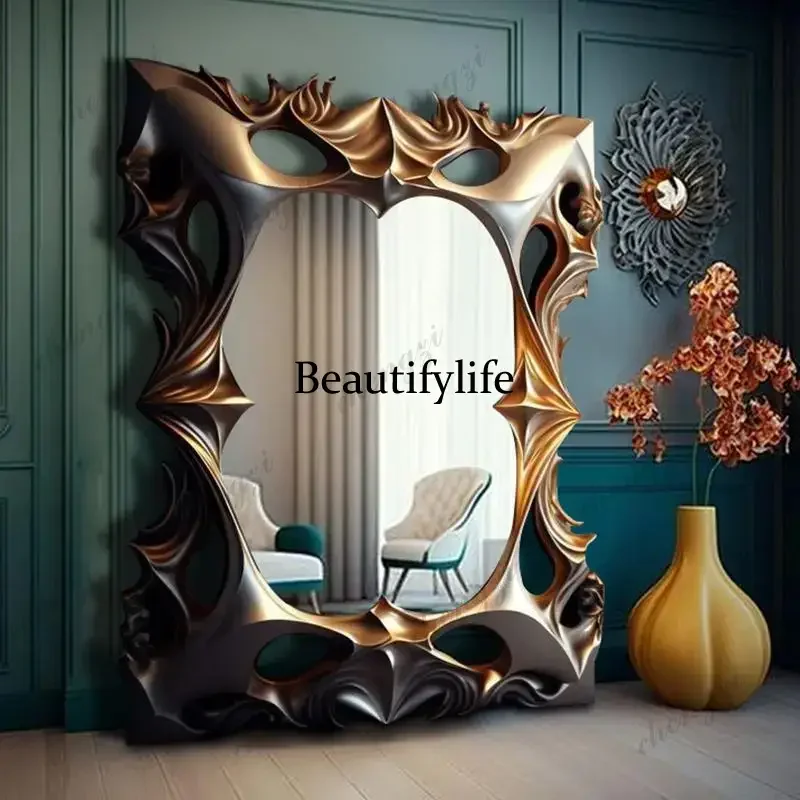 home wall-mounted special-shaped floor-to-ceiling mirror French full-body mirror luxury modern art full-length mirror household