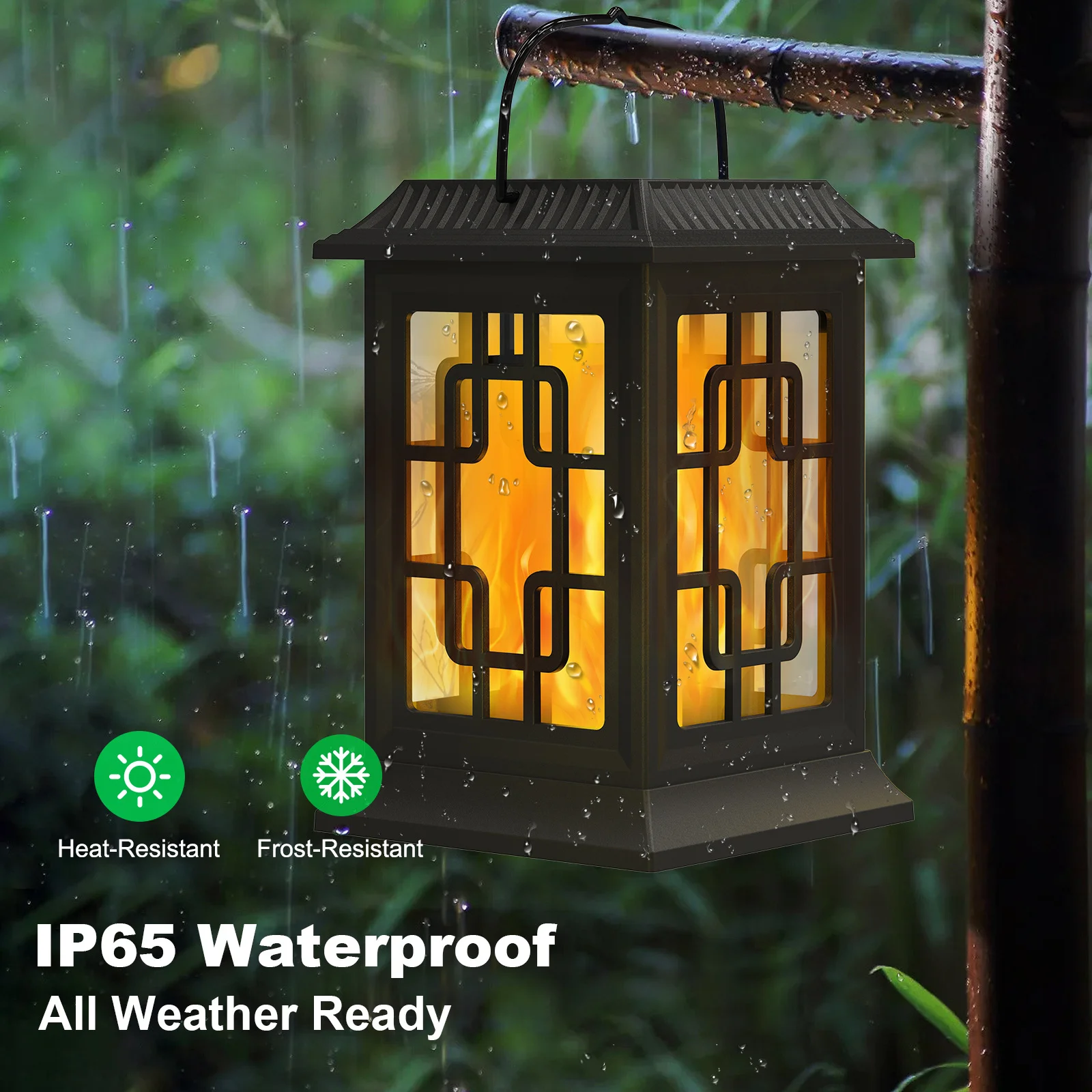 C2 Solar Flickering Flames Lamp Hanging Light Solar Powered Light Lantern Garden Ornaments For Yard Pathway Patio Decor Lights