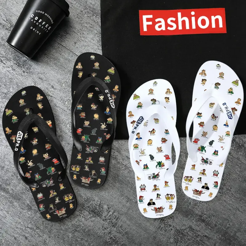 Anime New Crayon Shin Chan 여름 플립 플롭 귀여운 만화 홈 미끄럼 방지 슬리퍼 패션 커플 샌들 생일 선물