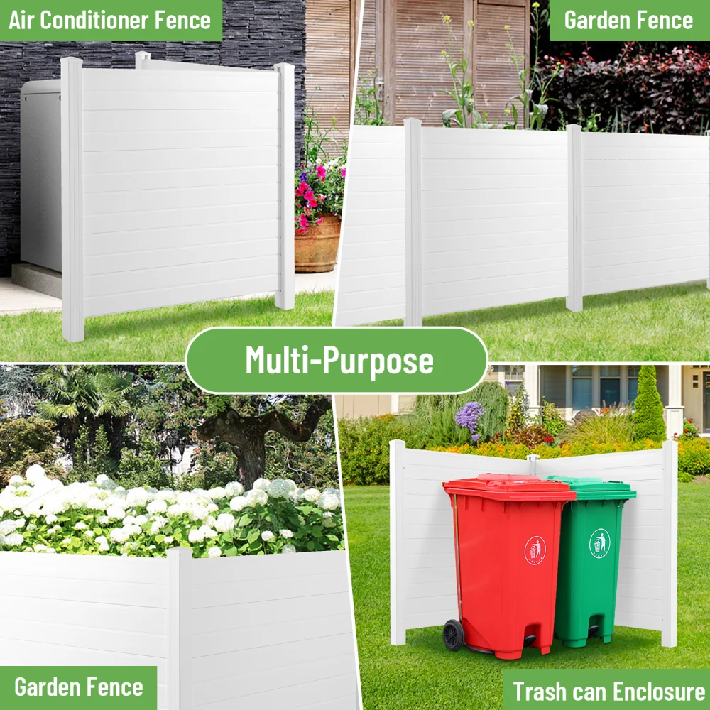 Privacy Fence Panels Kit  Air Conditioner Trash Can Enclosure  Vinyl  White Color image 3