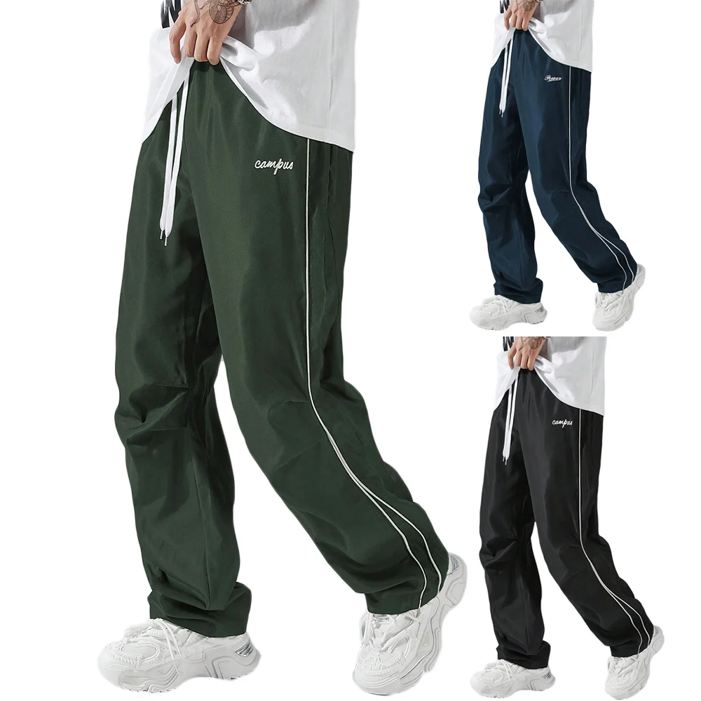 

Мужские спортивные брюки свободного кроя на шнурке в стиле хип-хоп, летние легкие джоггеры, широкие брюки для повседневной носки