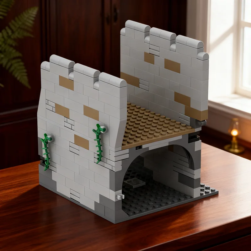 193pcs MOC Lion Castle Mid Section Basic Fantasy Castle Model Building Blocks Room Decor Home Decor Display Desk Gift For Adults