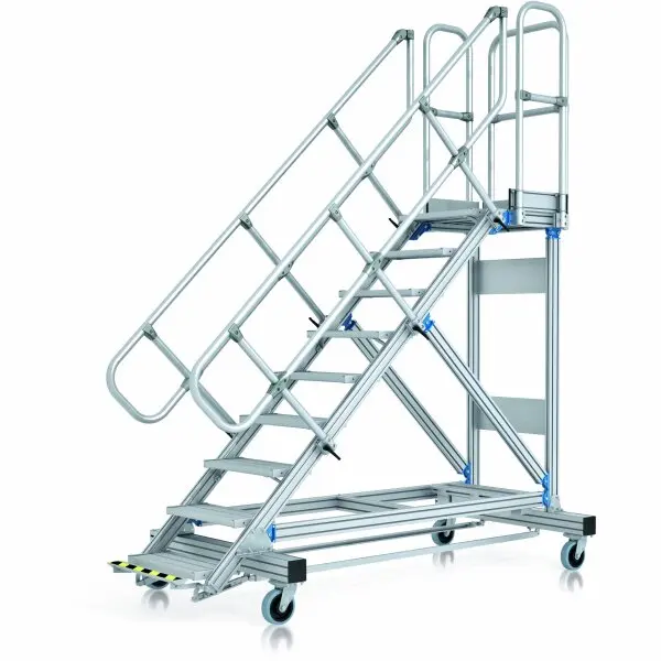 Mobile Heavy Duty Industrial Aluminum Step Ladder, Outdoor Platform, Folding Herringbone Design, Alu Alloy Extrusion Profile
