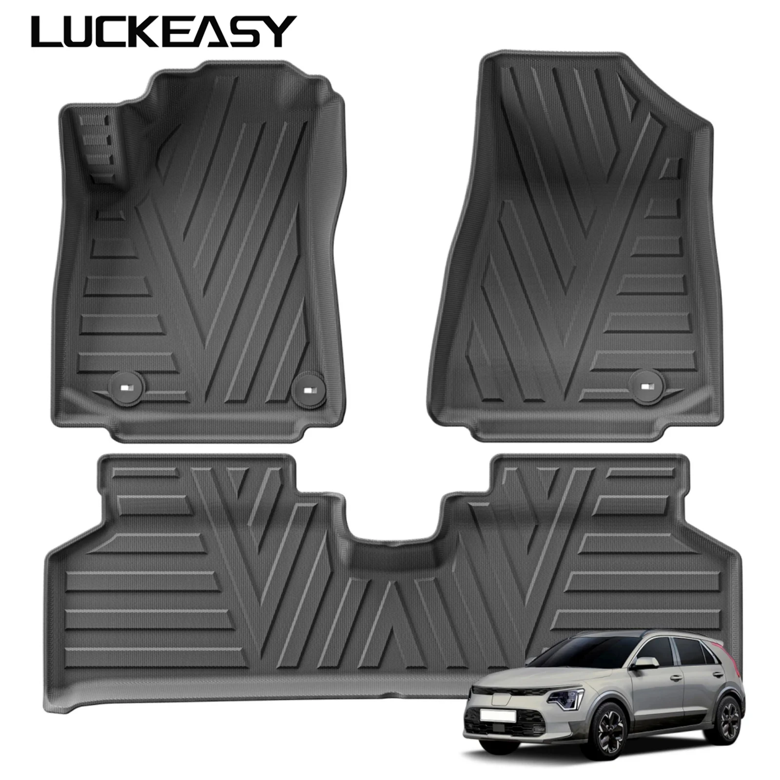 LUCKEASY Left Drive for Kia NIRO EV Wave 2023 -2026  (Not for Hybrid & PHEV) Car All-weather Floor Mats TPE Accessories Black