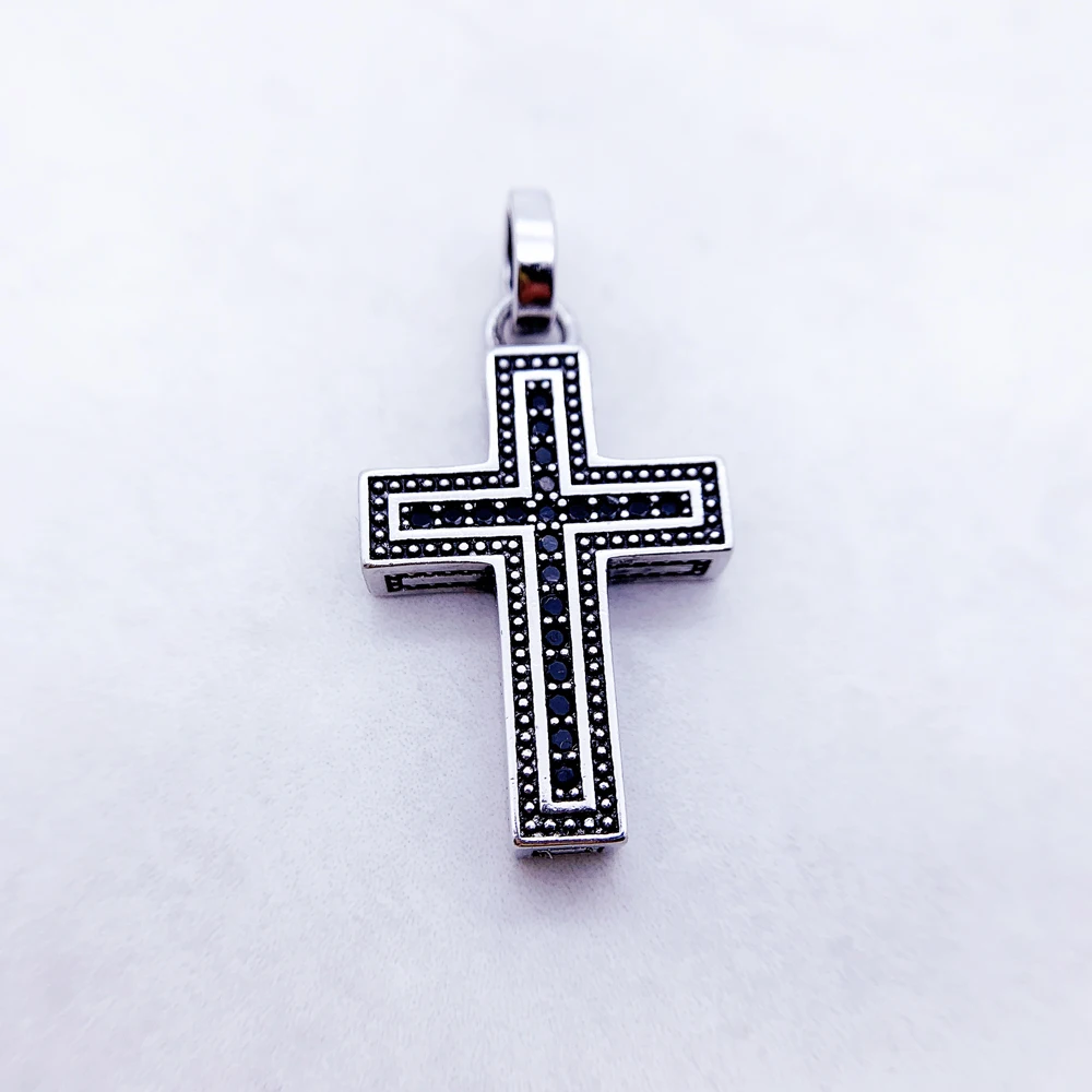 Anhänger, schwarzes Kreuz, Sommer, Vintage, Unisex, Schmuck, Europa, Accessoire, 925er Sterlingsilber, Geschenk für Damen und Herren – Detail 6