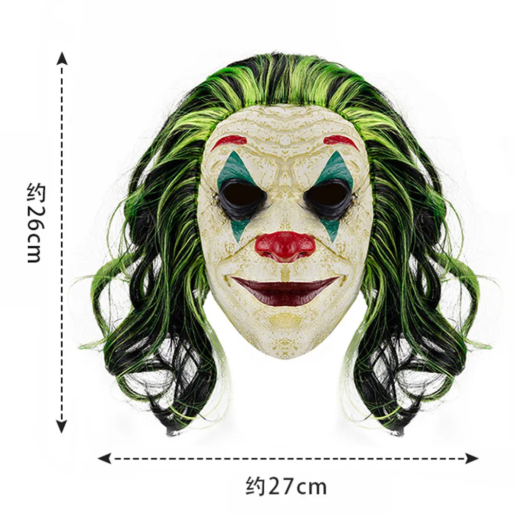 Clown-Maske mit grüner Perücke, Halloween-Kostümzubehör, Party-Cosplay-Masken – Detail 5