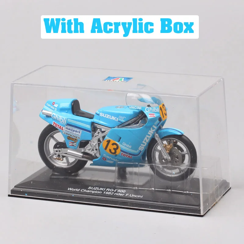 Italeri escala 1:22 suzuki rg 500 campeão do mundo 1982 piloto #13 franco uncini gp corrida bicicleta diecast brinquedo modelo de veículo motocicleta