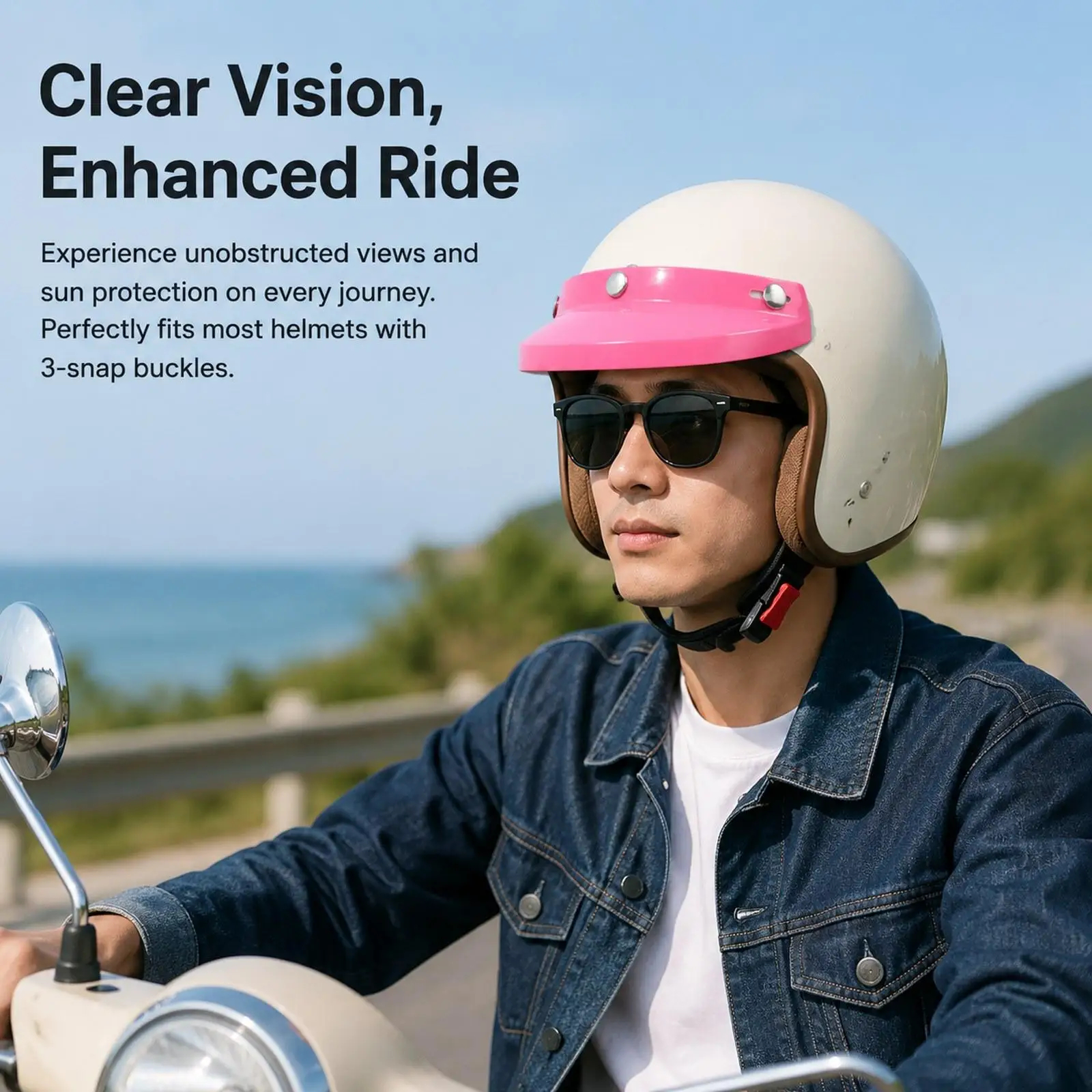 

Helmet Visor Vintage Sun Protection PP Material Side Button Motorcycle Visor Shield for Scooter Jet Helmet