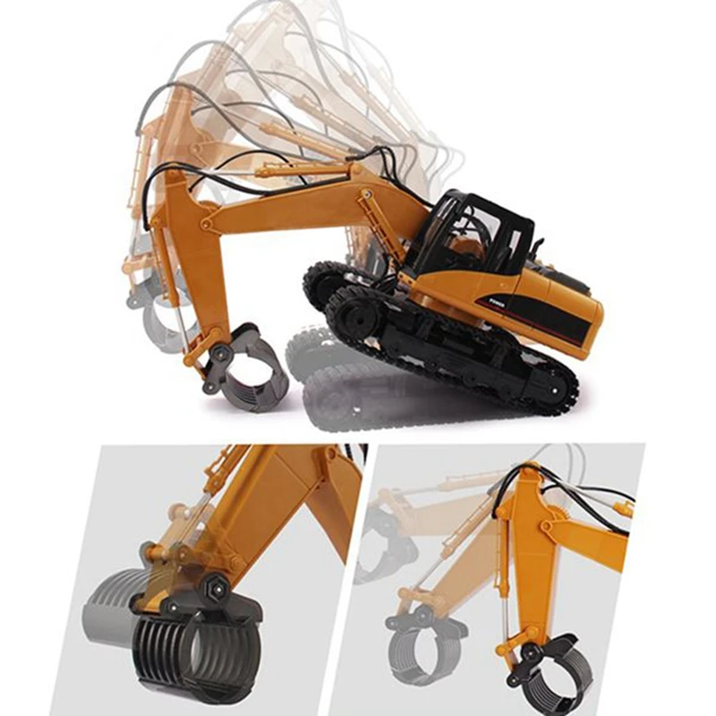 ABJL Metal 570 Simulation Claw Gripper Pickup Hand for HuiNa 570 1570 Excavator 1/14 16 Channel RC Car Parts Black